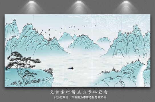 中式水墨山水画