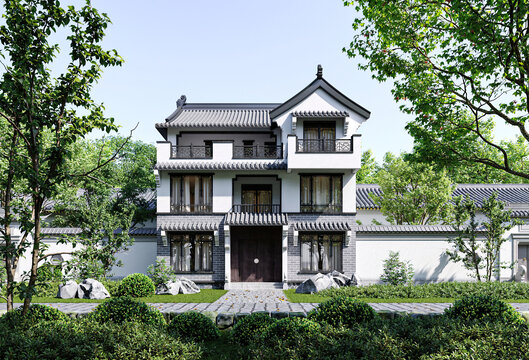中式别墅效果图