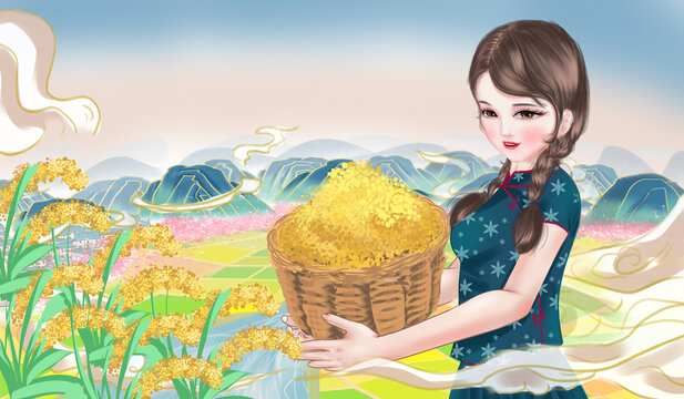 黃米包裝插畫