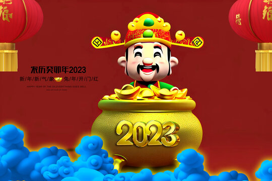 卡通Q版财神2023新年