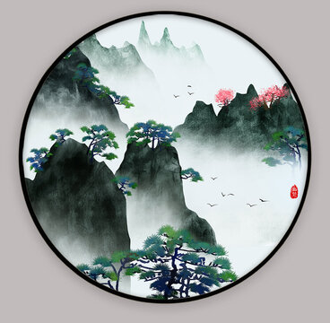 國(guó)畫水墨山水裝飾畫