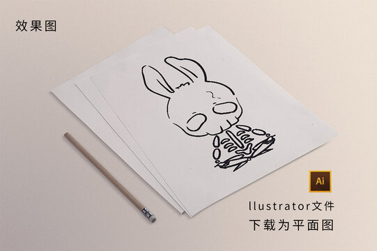 線稿修行阿兔靜心