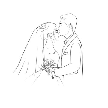 婚紗照線稿結婚雕刻女生印刷