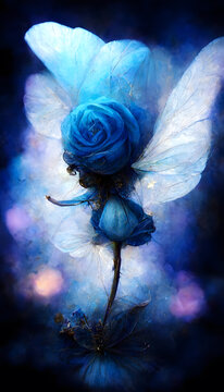 蓝色玫瑰舞动翅膀