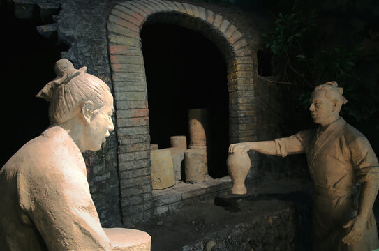 古人制陶场景雕塑