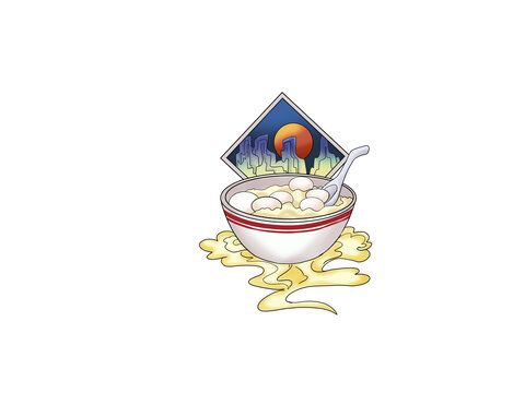 山體祥云冬至湯圓國潮美食