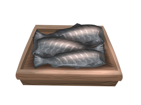 灰色鱼干盘子美食