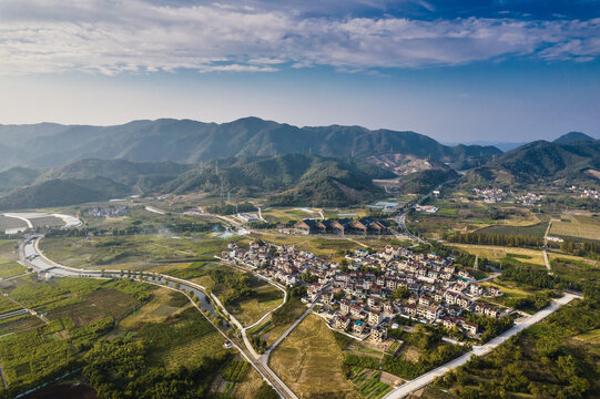 浙江上虞秋日傍晚山村美景