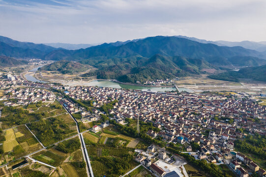 浙江上虞秋日傍晚山村美景