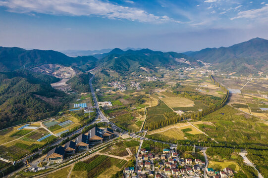 浙江上虞秋日傍晚山村美景