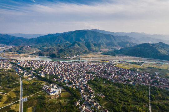 浙江上虞秋日傍晚山村美景