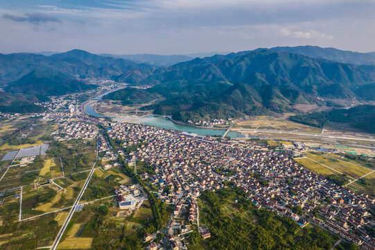 浙江上虞秋日傍晚山村美景