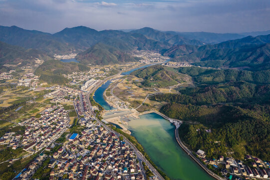 浙江上虞秋日傍晚山村美景