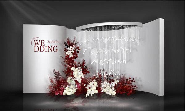韩式红白水晶婚礼效果图