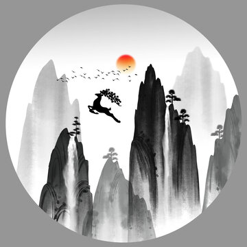 圓形山水畫
