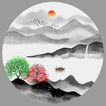 圓形山水畫