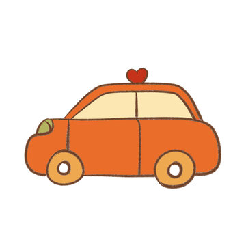 手繪愛心汽車裝飾畫
