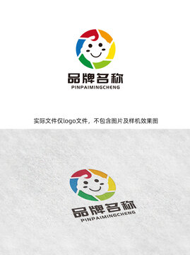 彩色可愛兒童攝影l(fā)ogo標(biāo)志