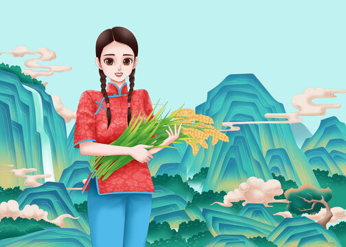 山東大米包裝插畫