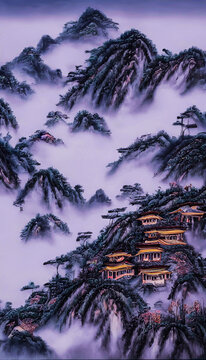 中國風(fēng)山水風(fēng)光裝飾畫