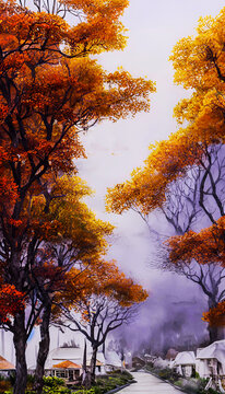 秋季山水风光装饰画