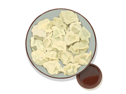 寫實(shí)冬至美食餃子蘸醋
