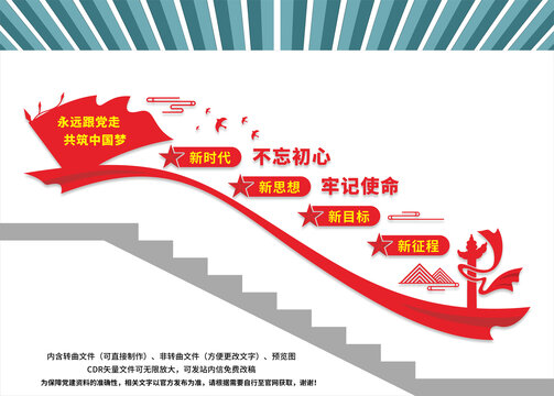 永遠(yuǎn)跟黨走樓梯文化墻