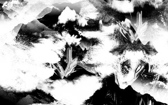 黑白抽象意境大氣客廳山水