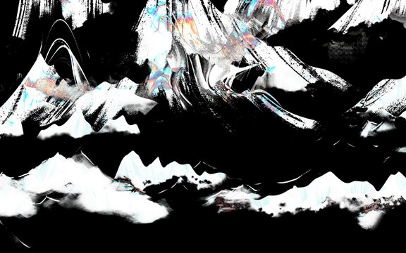簡約黑白中式山水