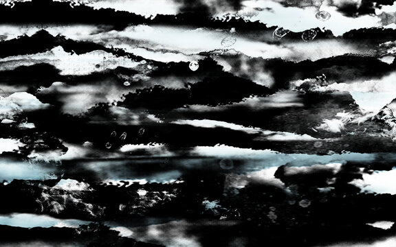 黑白抽象大气山水