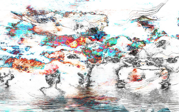 彩色油畫山水