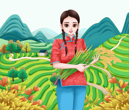 梯田大米人物插畫