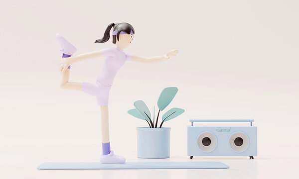 3D渲染運動健身卡通人物