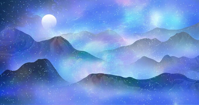 創(chuàng)意星空山水畫