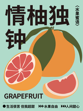 手繪水果插畫西柚切開的西柚