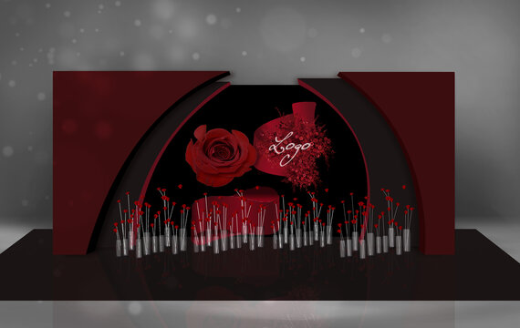 红黑玫瑰主题婚礼迎宾区效果图