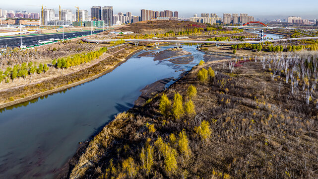 中国长春南溪湿地公园秋季风景