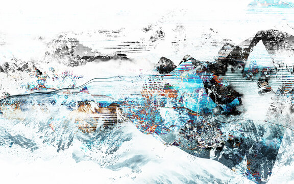 黑白抽象大氣山水
