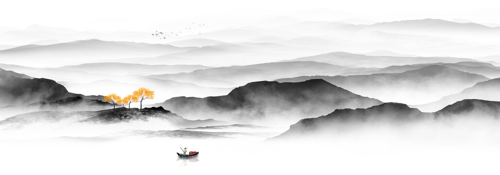 中式水墨山水畫