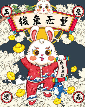 手拿對(duì)聯(lián)的兔子