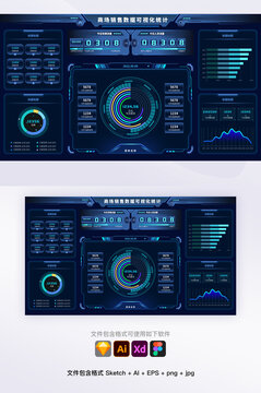 科技感数据可视化管理统计UI