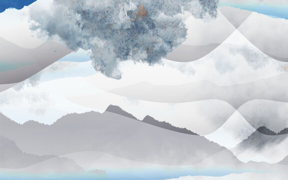 質(zhì)感大氣抽象山水