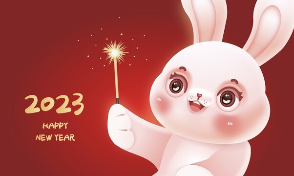 兔子卡通形象新年春节矢量插画