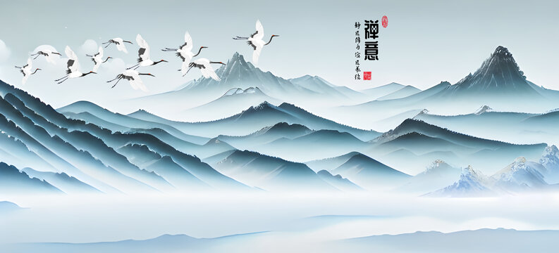 藍色山水簡約