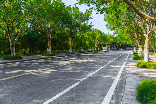 城市郊区干净的沥青道路