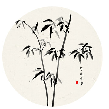 手绘中国画竹子