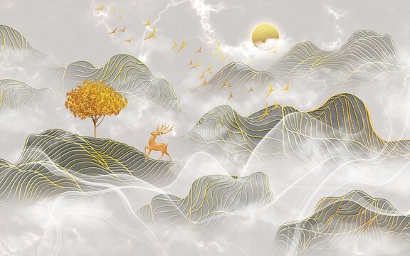 創(chuàng)意大理石抽象線條背景墻