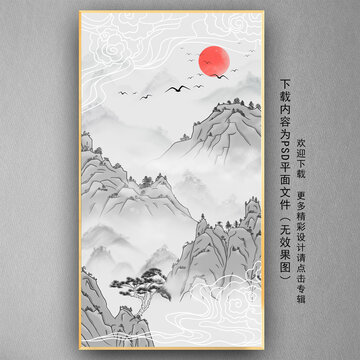 新中式迎客松玄关画