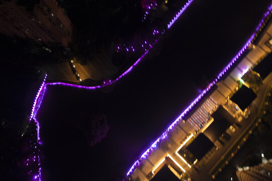 杭州市拱墅区上塘河古运河夜景