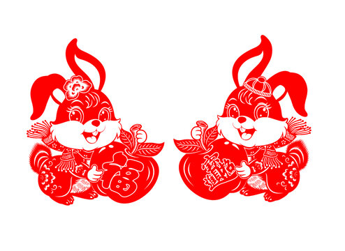 兔年窗花剪紙